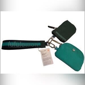 lululemon Dual Pouch Wristlet NWT Legacy Green/Cascadia Green/White